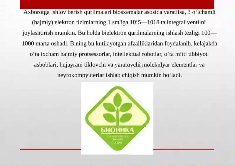 Bionika Asoslari va Uni Inson Hayotidagi O'rni 4