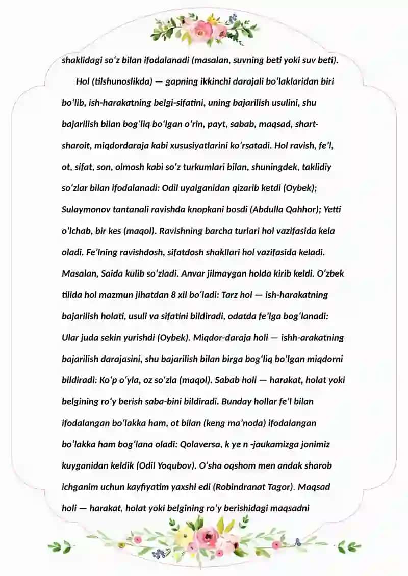 Gapning ikkinchi darajali bo’laklari 4
