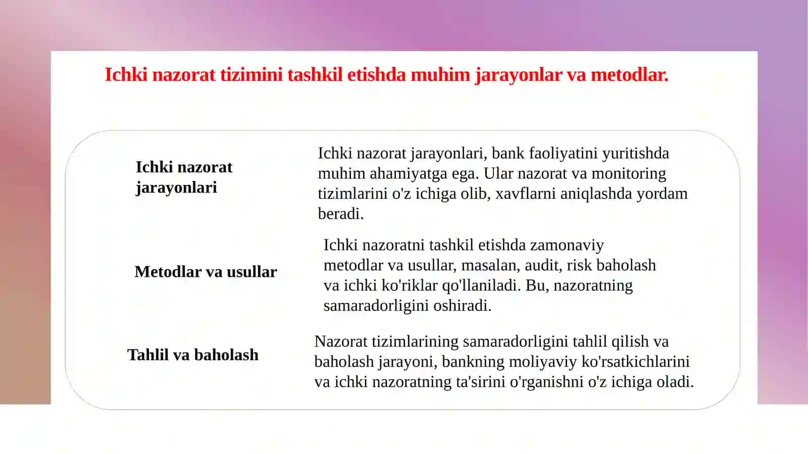 Tijorat banklarida ichki nazorat tizimi va uni baholash 4