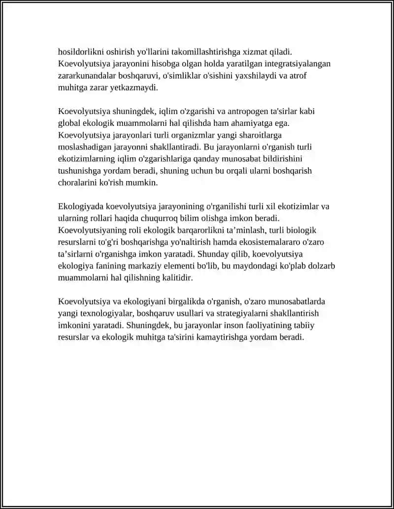 Koevolutsiya va Ekologiya: Muammo va Yechim 4
