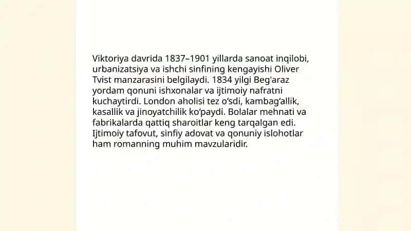 "Oliver Tvistning sarguzashtlari" romani 4
