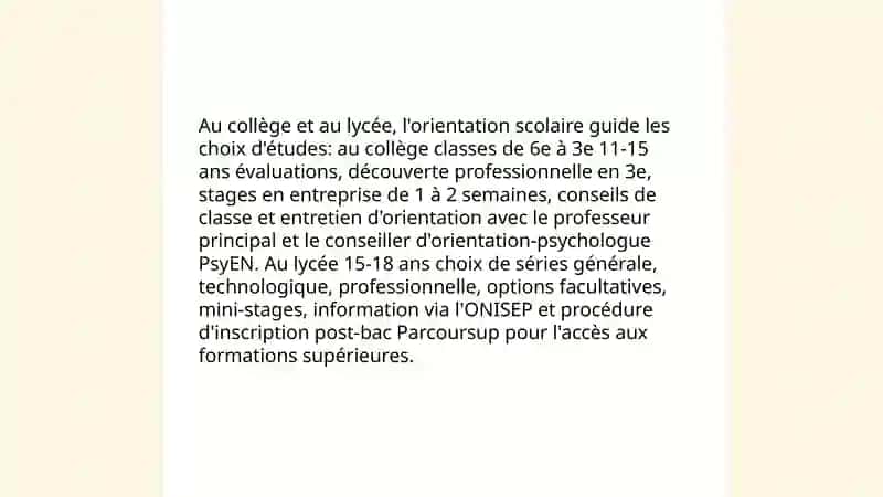 Les études et l'orientation professionnelle 4