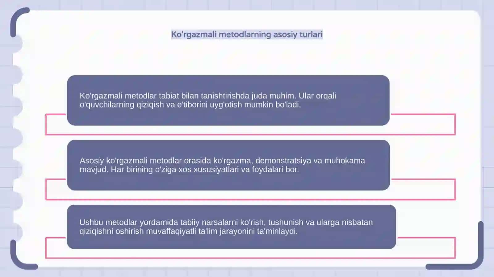 Tabiat bilan tanishtirishning ko'rgazmali metod va usullari 4