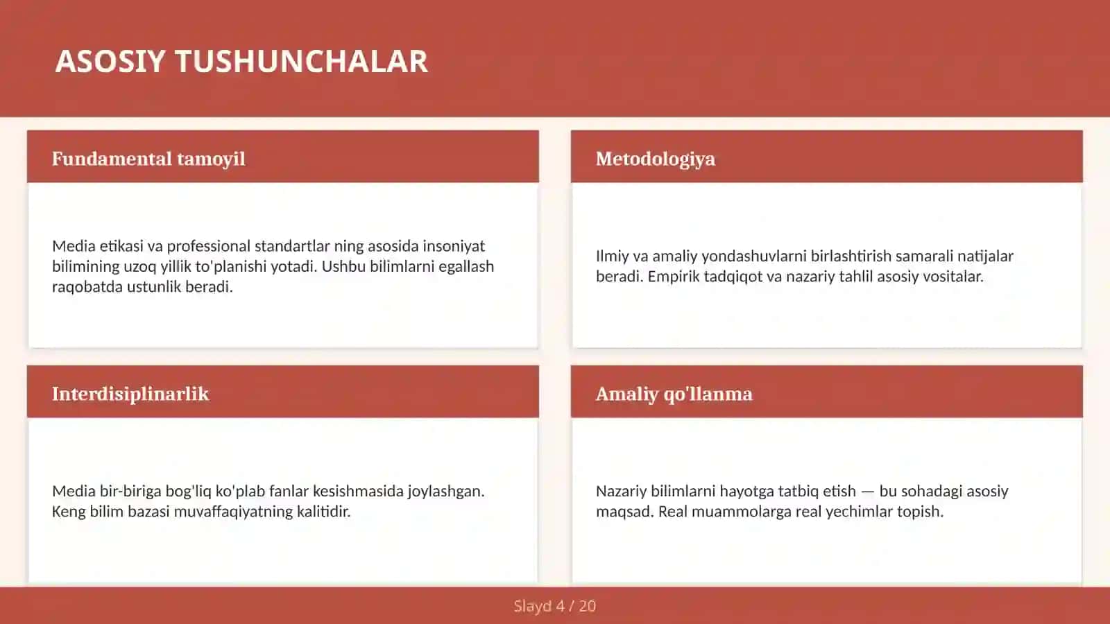MEDIA ETIKASI VA PROFESSIONAL STANDARTLAR 4