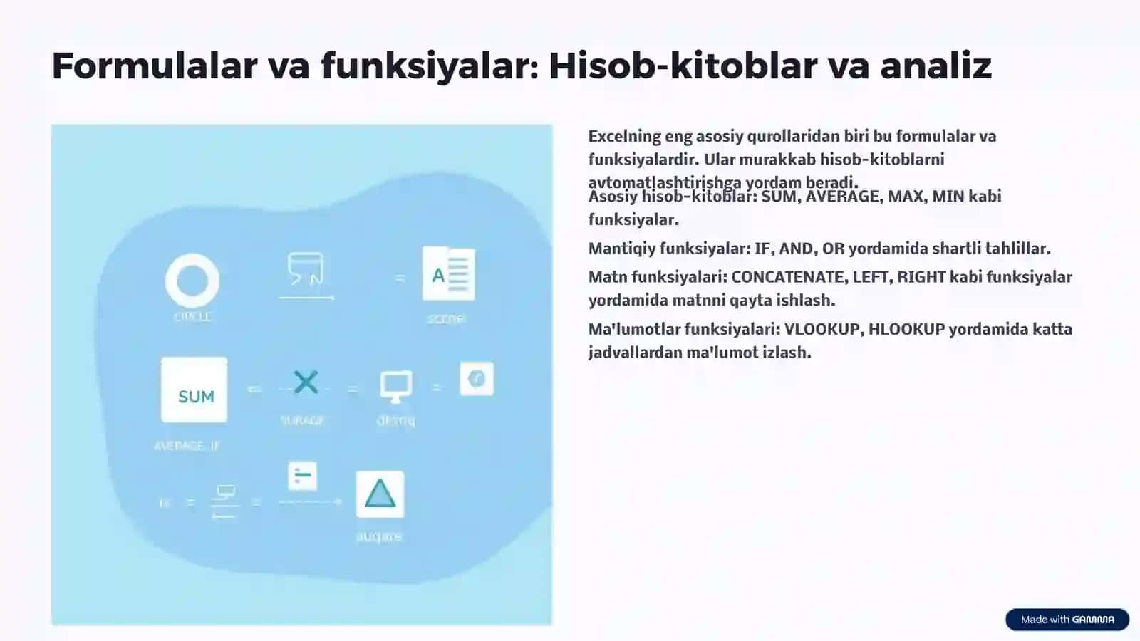 Microsoft Excel: Ma'lumotlarni Ko'rish va Qayta Ishlash 4