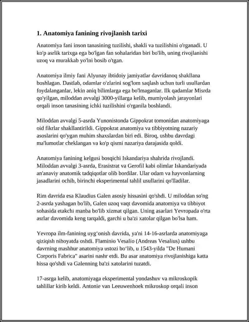 Anatomiya fanining rivojlanish tarixi 4