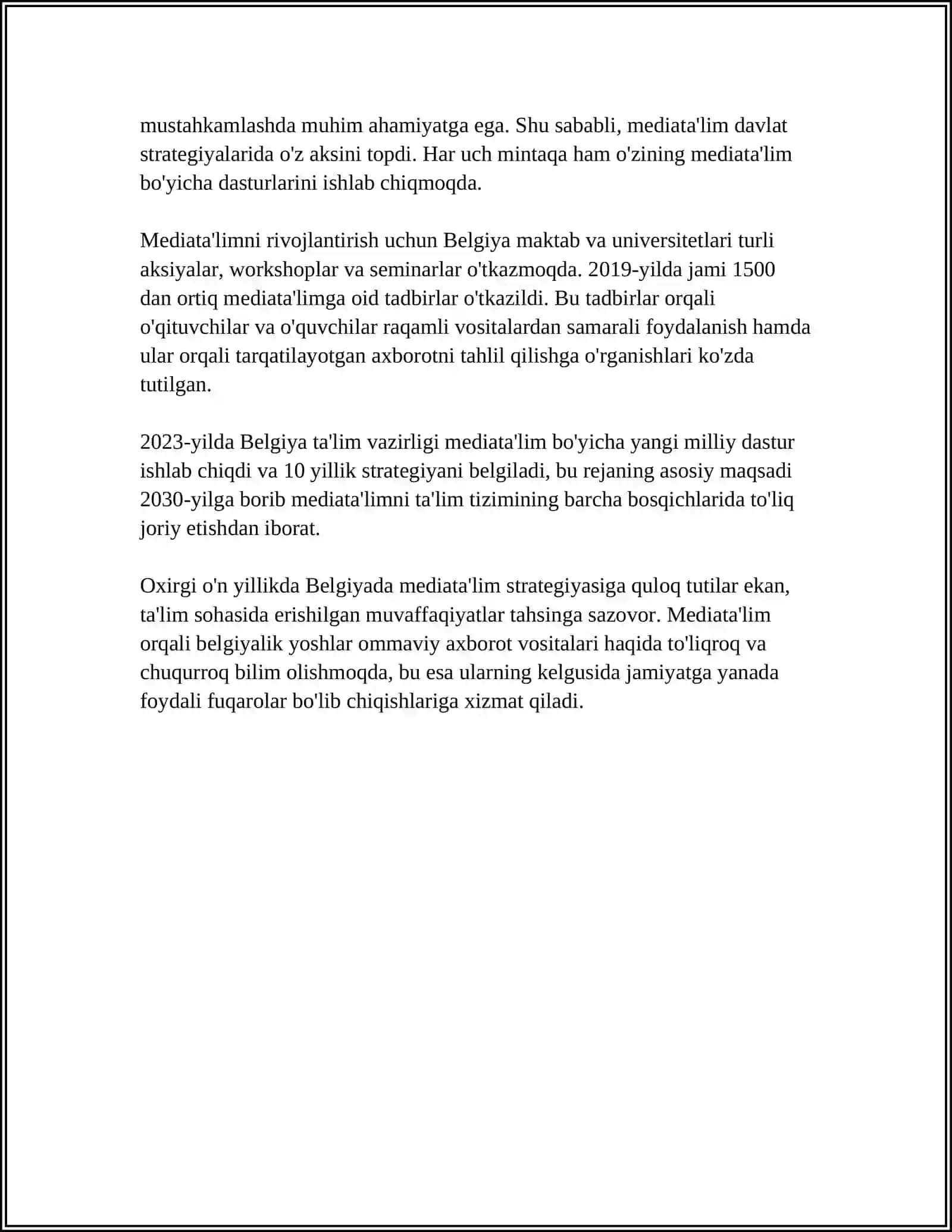 BELGIYADA MEDIATA'LIMNING RIVOJLANISHI 4