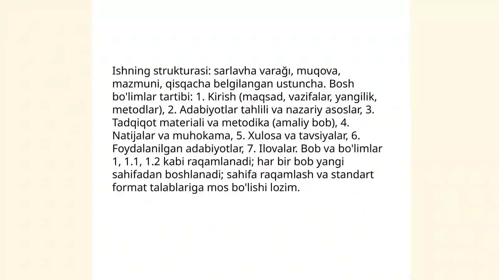 Bitiruv malakaviy ishini yozish va rasmiylashtirish qoidalari bilan tanishish 4