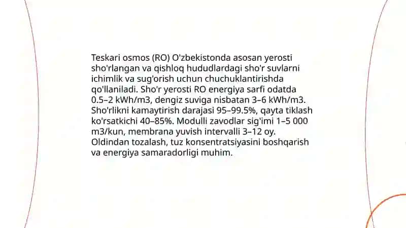 O’zbekiston sharoitida sho’r suvlarni chuchuklantirish 4
