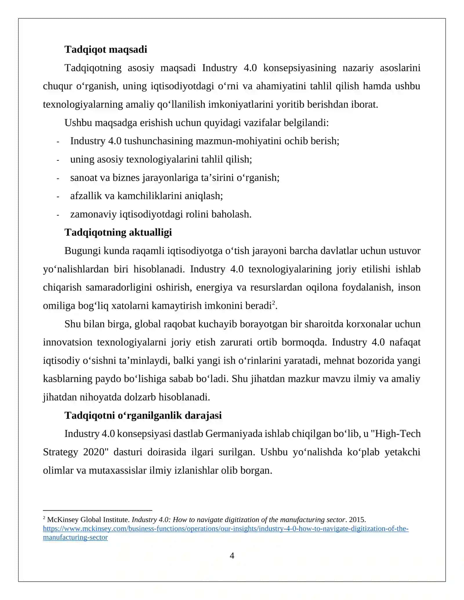 Industry 4.0 (To‘rtinchi sanoat inqilobi) 4
