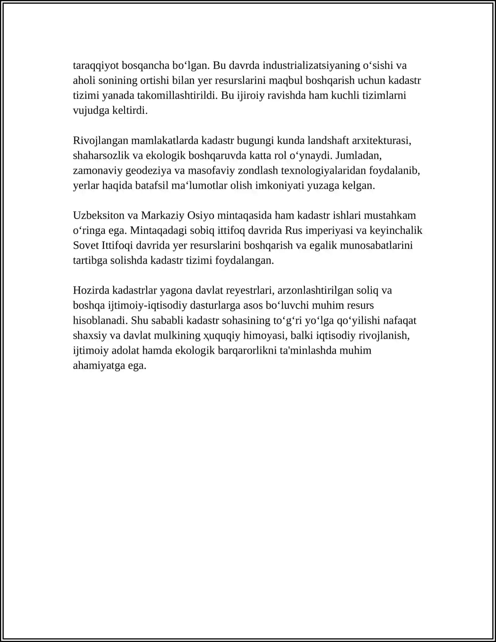 KADASTR ISHLARINING RIVOJLANISH TARIXI 4