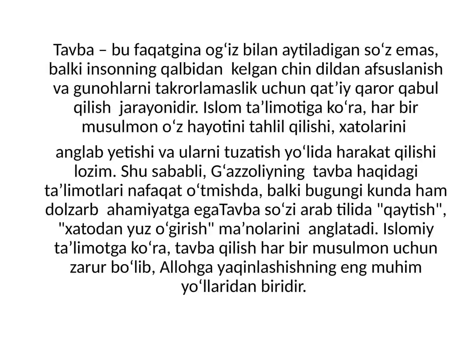 G‘azzoliyning   Tavba asari tahl 4