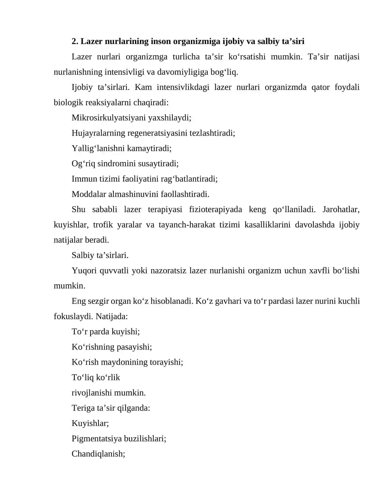LAZER NURLARINING ORGANIZMGA TA'SIRI 4