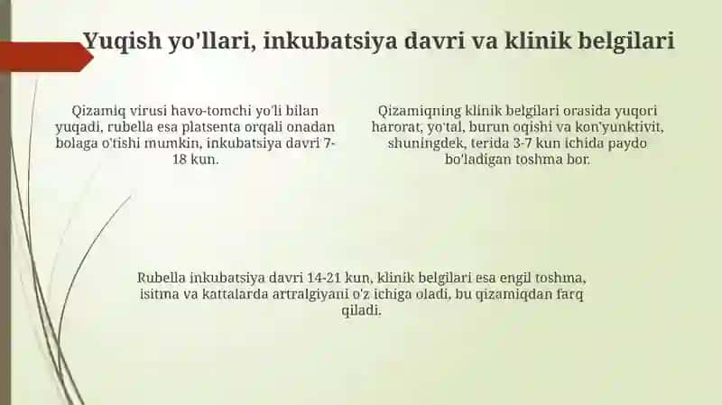 Qizamiq va qizilcha qo’zg’atuvchilari 4