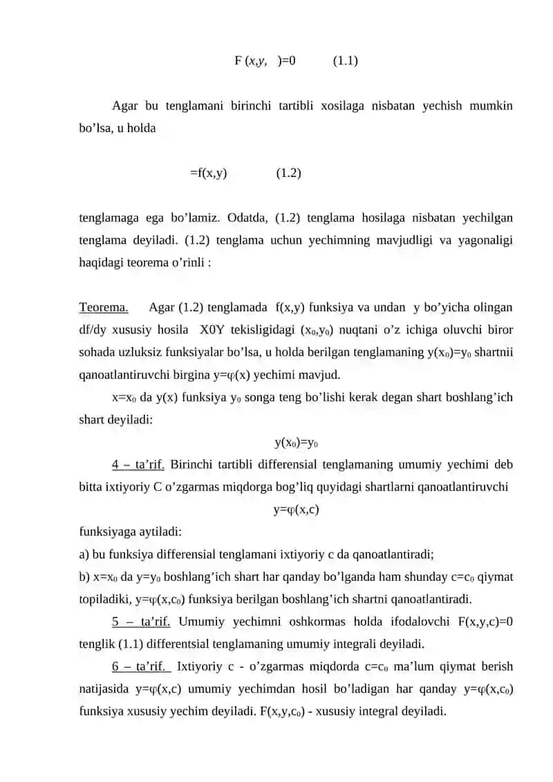 Tutash muhitning harakat differensial tenglamalar 4
