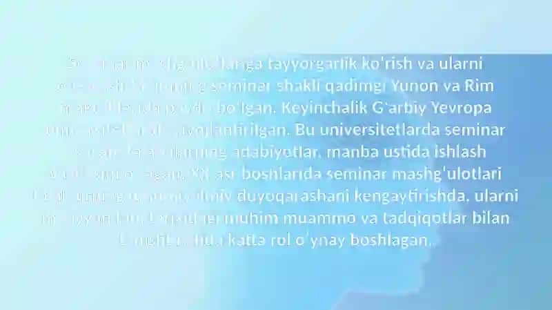 Seminar mashg‘ulotiga tayyorgarlik ko‘rish 4
