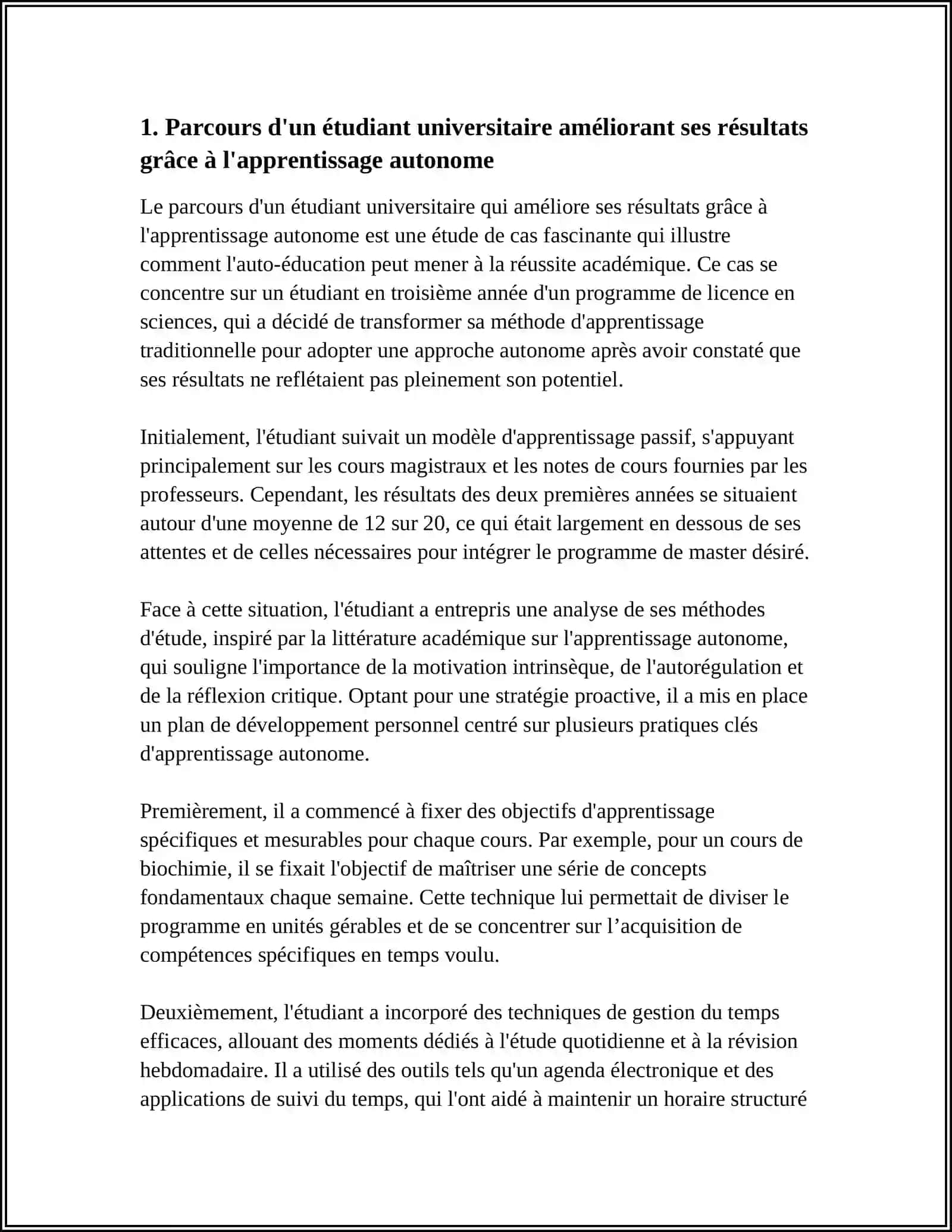 ÉTUDES DE CAS SUR LA RÉUSSITE GRÂCE À L'APPRENTISSAGE AUTONOME 4