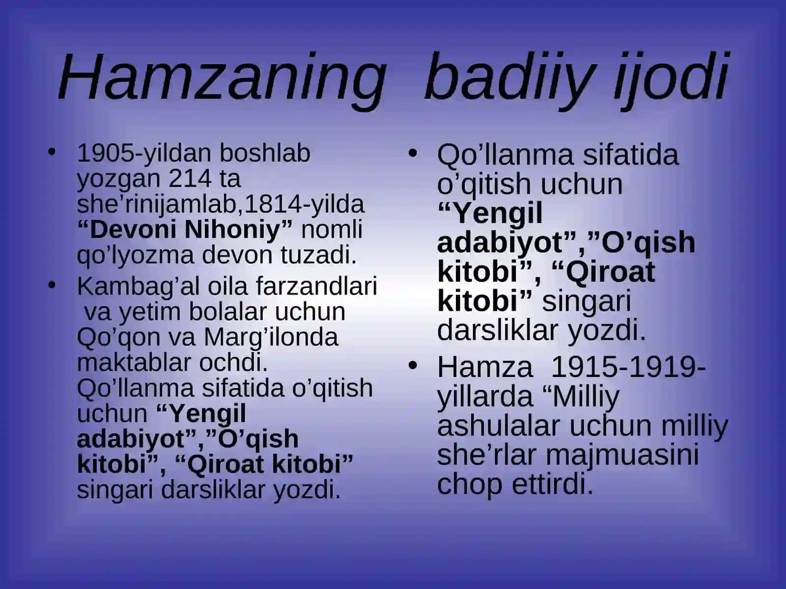 HAMZA HAKIMZODA NIYOZIY IJODIDA TA'LIM TARBIYAGA OID G'OYALARNI AKS ETTIRISH 4