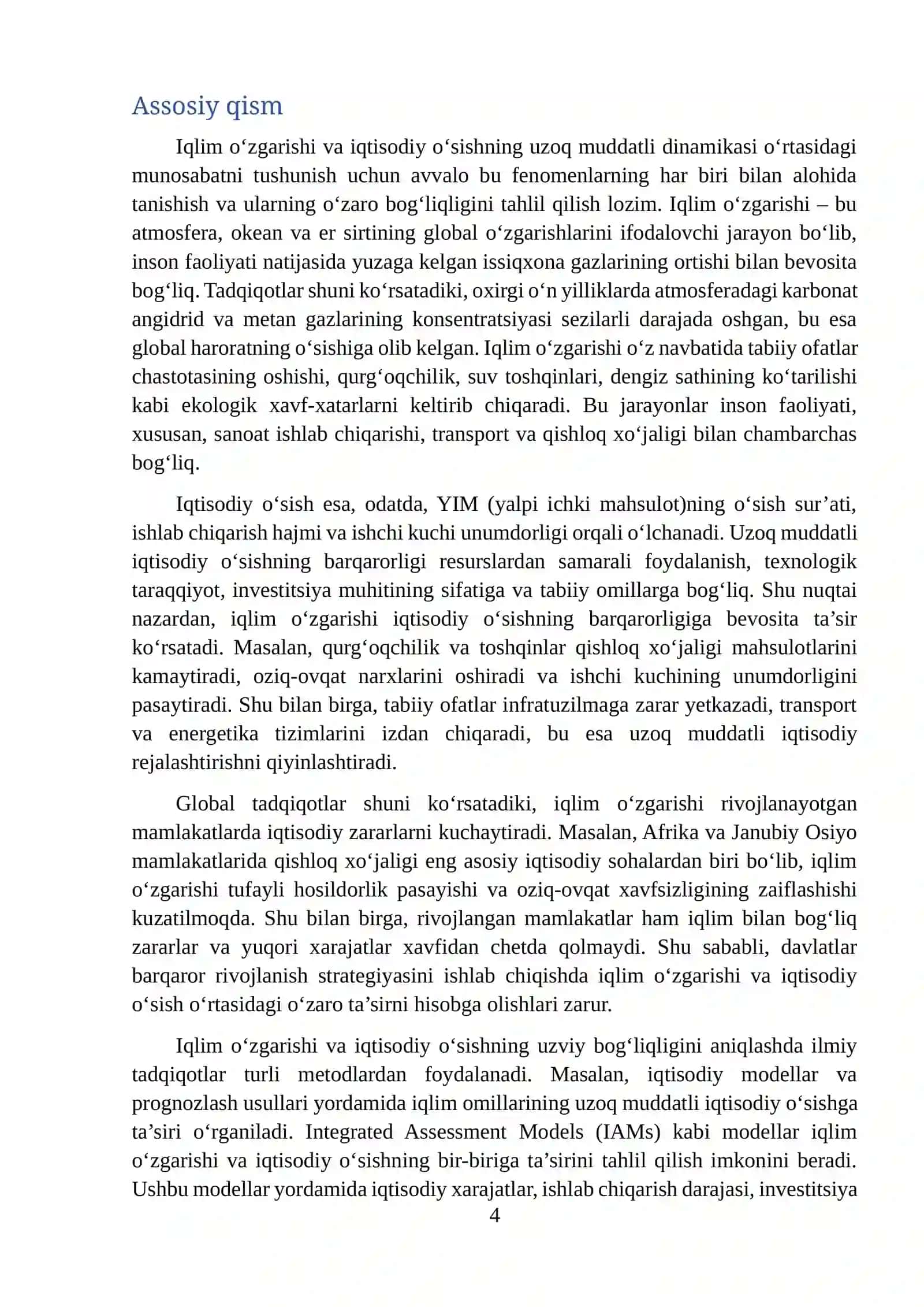 Iqlim o'zgarishi va iqtisodiy o'sishning uzoq muddatli dinamikasi 4