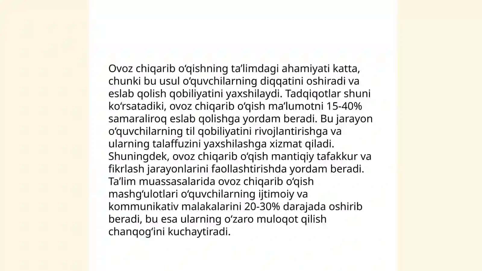 Ovoz chiqarib oʻqish metodi 4