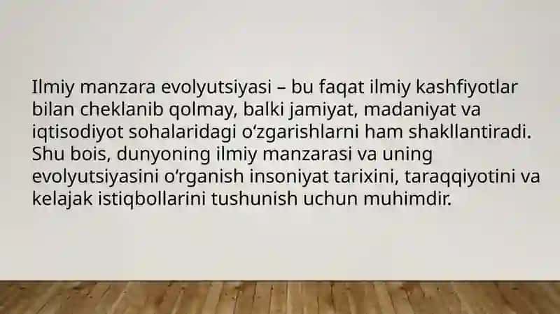 Dunyoning ilmiy manzarasi va evolyutsiyasi 4