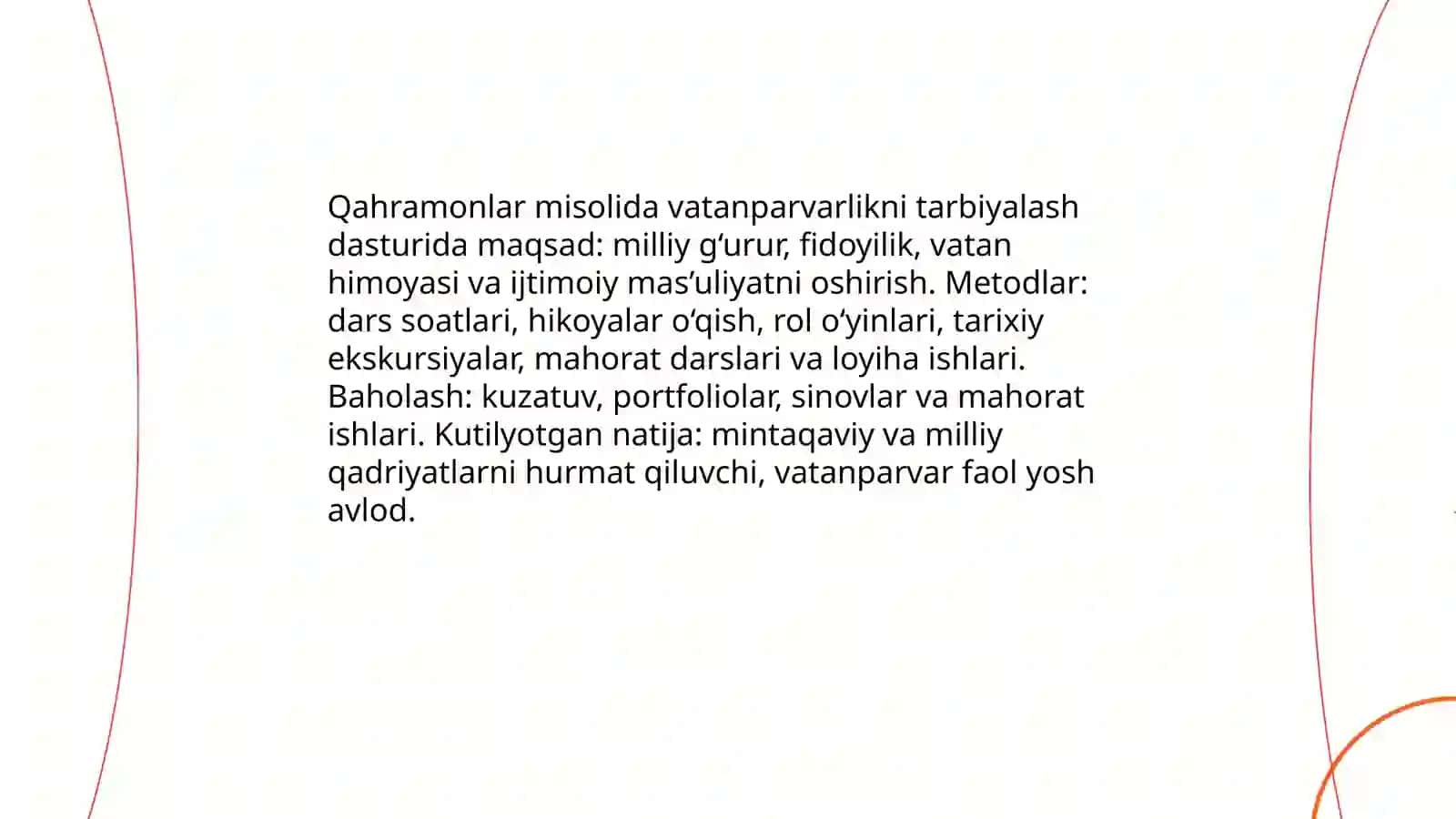 Milliy qahramonlar va hikoyalar asosida tarbiyalash dasturi 4