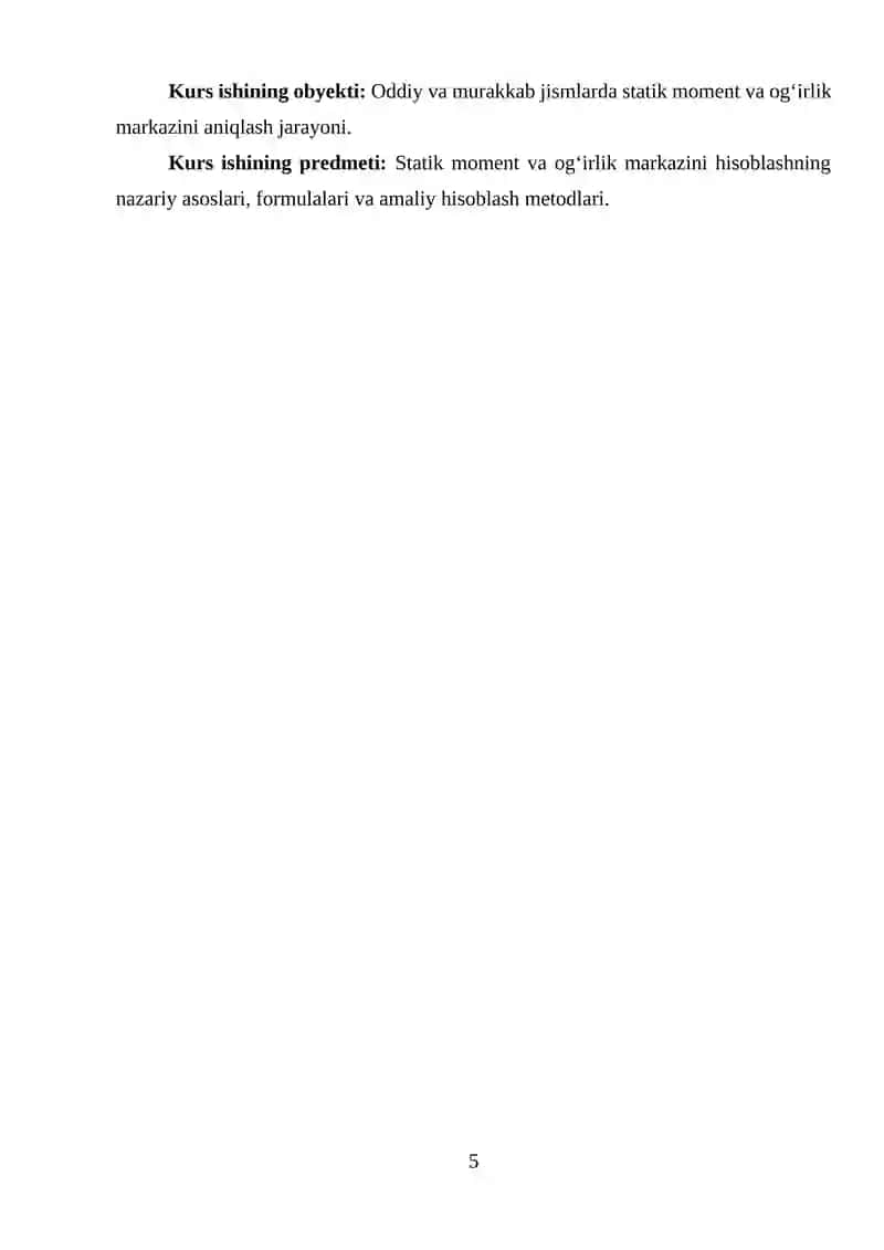 STATIK MOMENT VA OG‘IRLIK MARKAZINING HISOBLANISHI 4