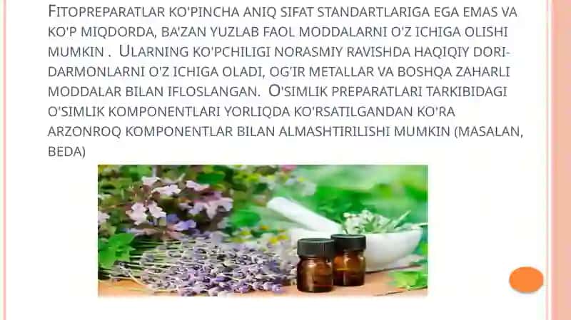 FITOPREPARATLAR VA ULARNING QO’LLANISHI 4