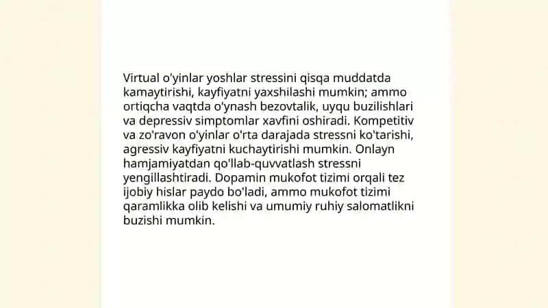 Virtual o'yinlarning yoshlar ongidagi ta'siri 4