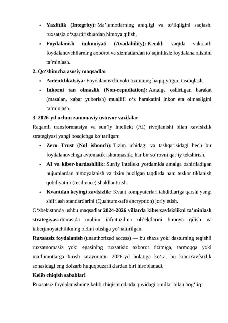 Axborotni ruxsatsiz foydalanishlardan himoyalash. 4