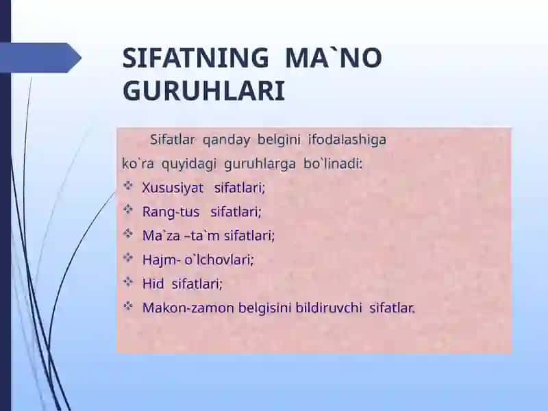 SIFAT SO`Z TURKUMI 4