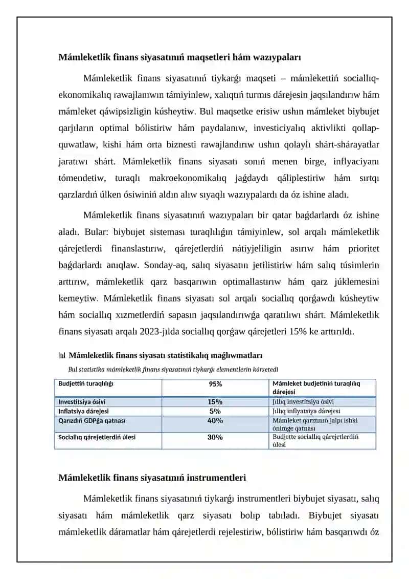 Mámleketlik finans siyasatı 4