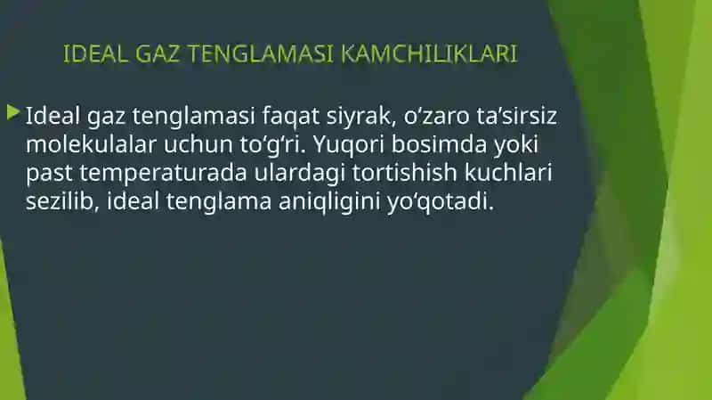 "VANDER-VALS TENGLAMASI" 4