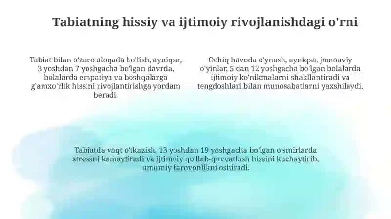 Tabiatning inson rivojlanishidagi roli 4