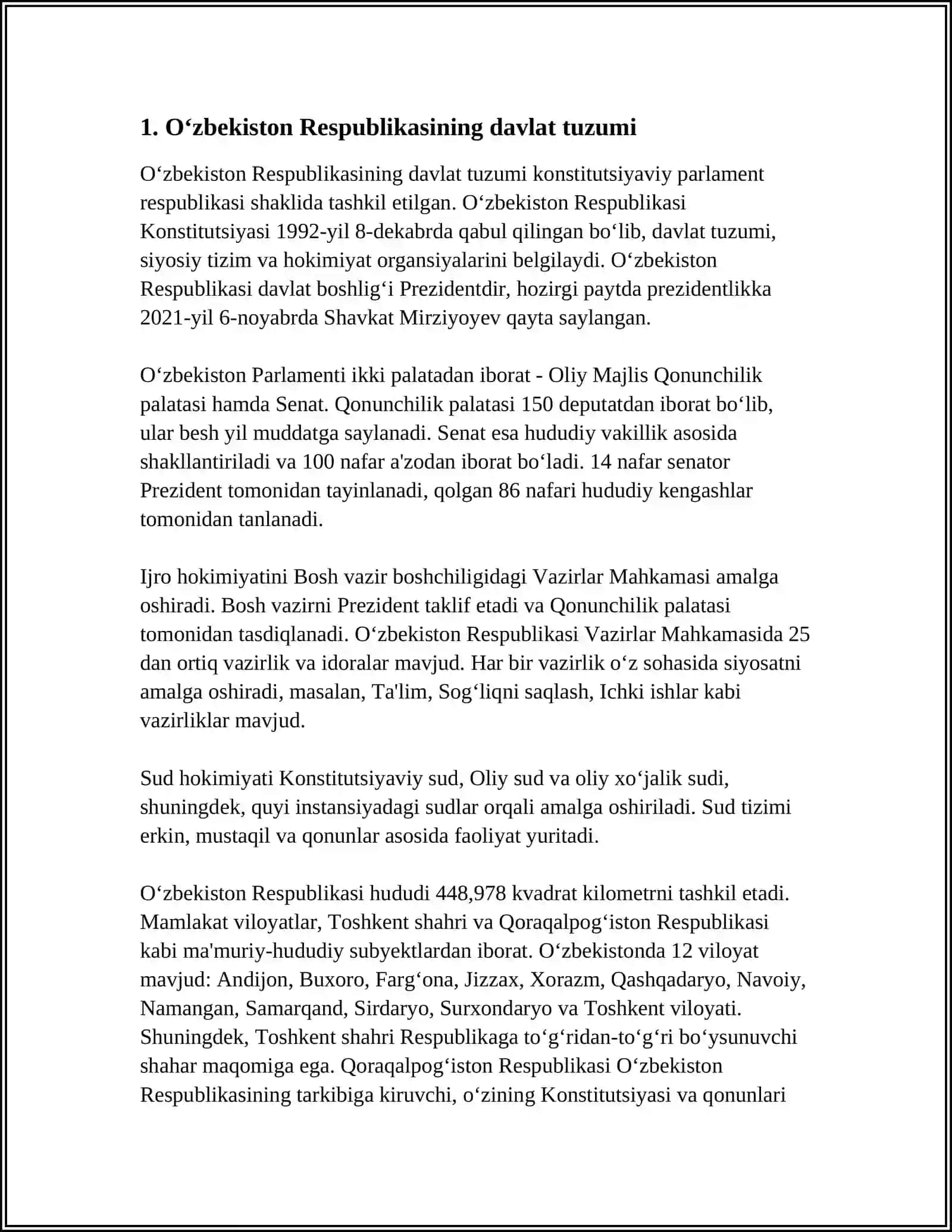 O'ZBEKISTON RESPUBLIKASI KONSTITUTSIYASI ASOSIY QONUN 4