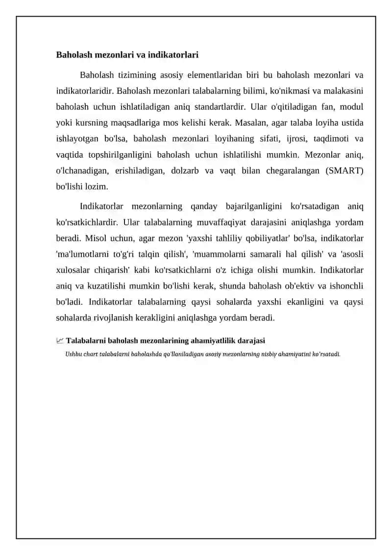 Talabalarning bilim, ko'nikma va malakalarini baholash tizimi 4