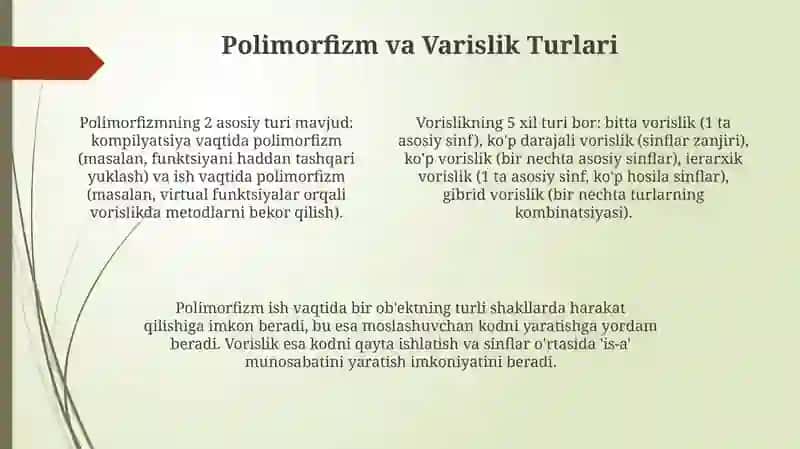 Polimorfizm, Voriyslik, Abstrakt Sinflar va Interfeyslar 4