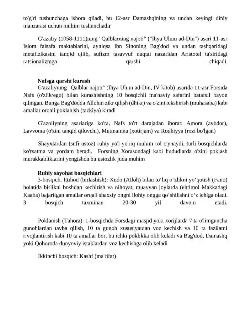 Abu Homid Gʻazzoliy mukoshafatul qulub asari 4