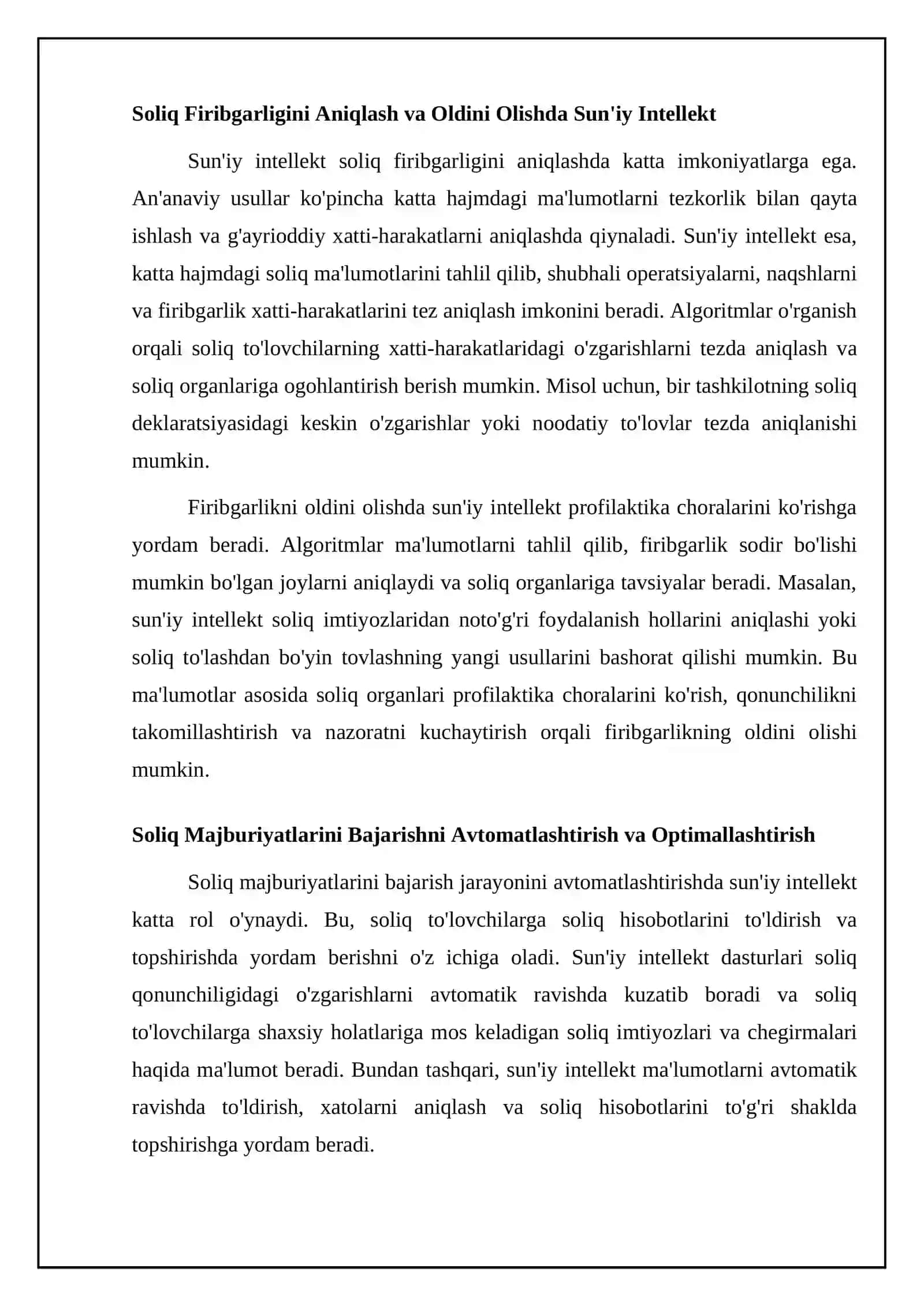 Soliq Ma'muriyatchiligida Sun'iy Intellekt: Imkoniyatlar va Afzalliklar 4