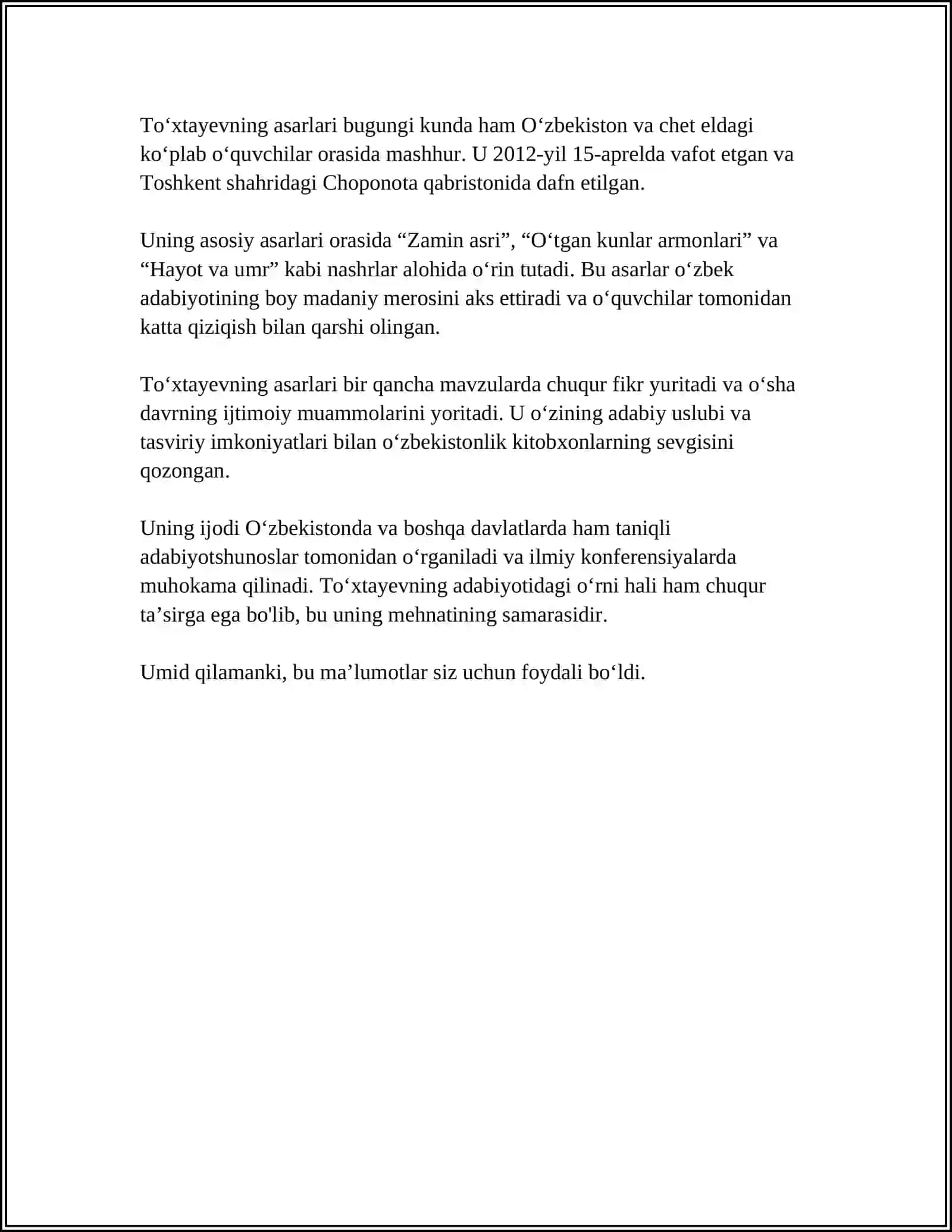 PUL TIZIMI VA UNING EVOLYUTSIYASI MUSTAQIL ISH 4