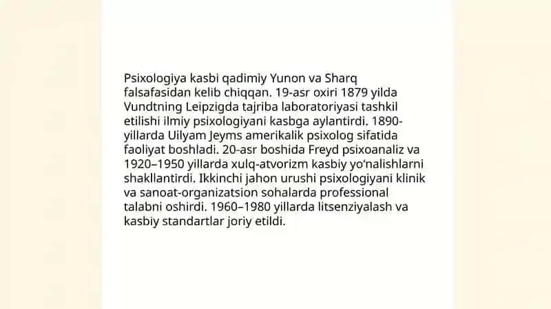 Psixologiya kasbi: ta'lim va malaka talablari 4
