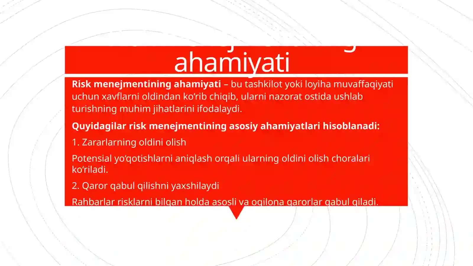 Riskni boshqarish va analiz qilish asoslari 4
