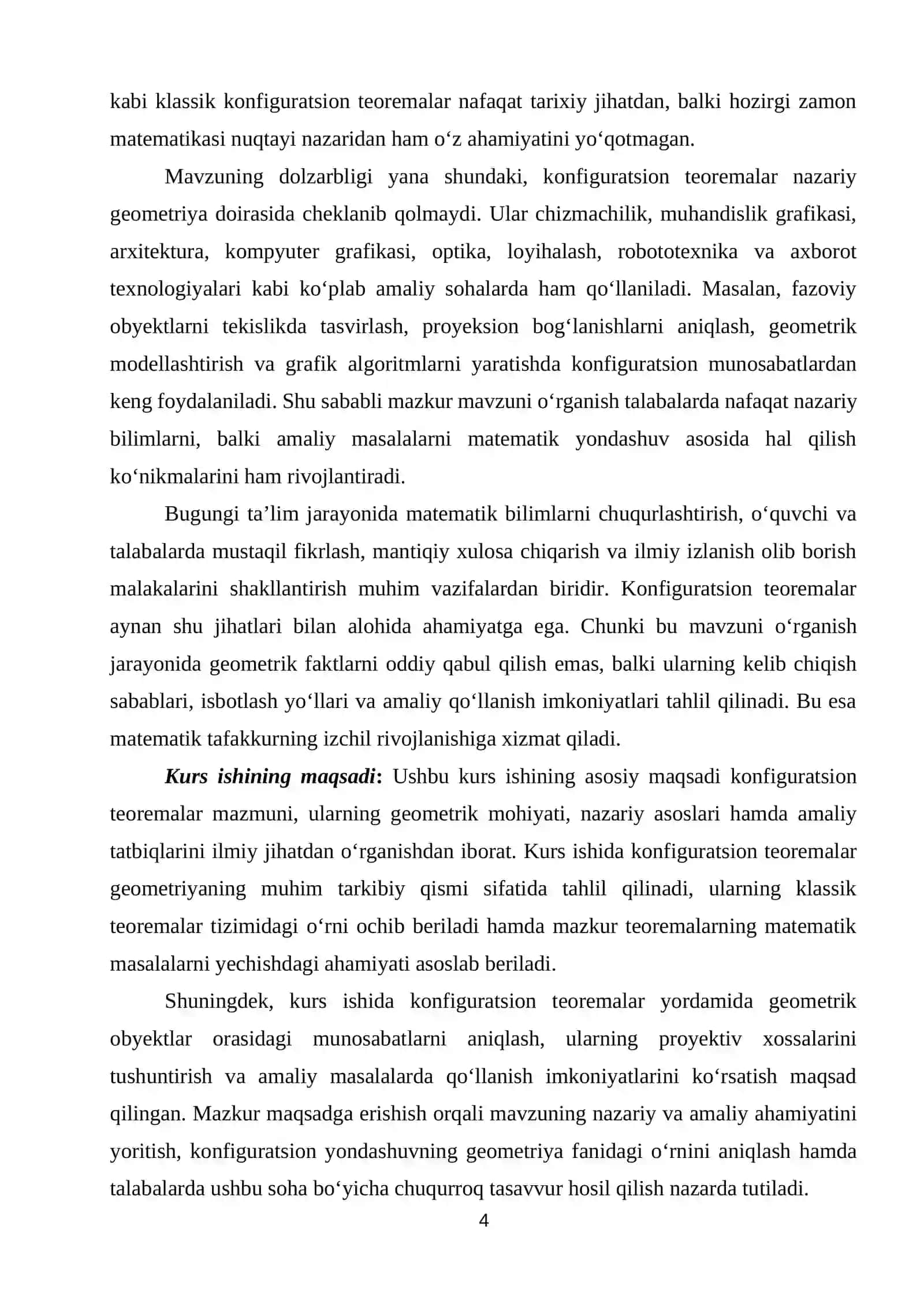 Kofiguratsion teoremalar va ularning tatbiqlari 4