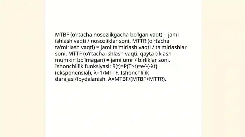 Tehnologik tizim va qurulmalarning ishonchliligi 4