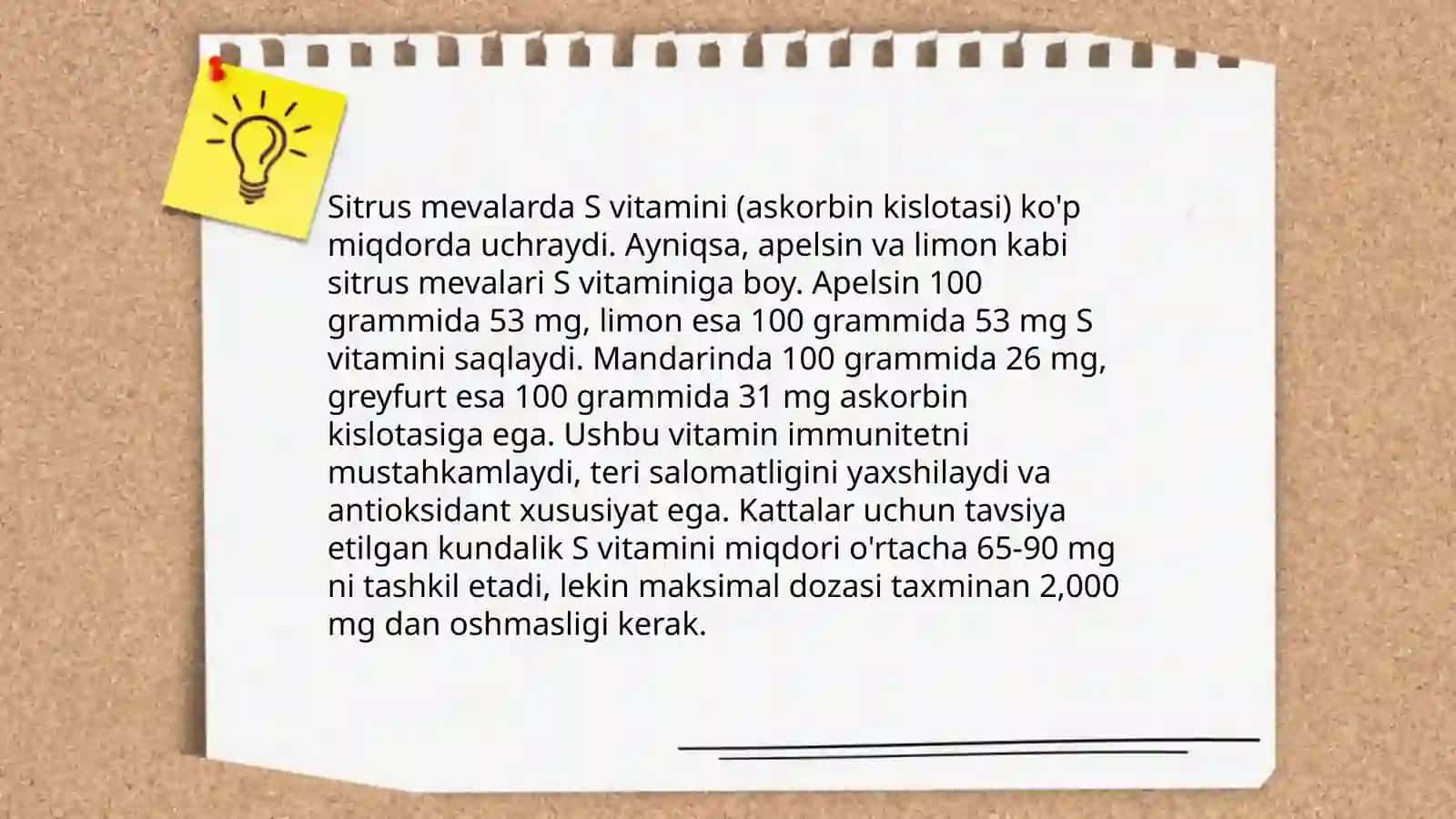 Sitrus mevalar ularning tarkibidagi vitaminlar 4
