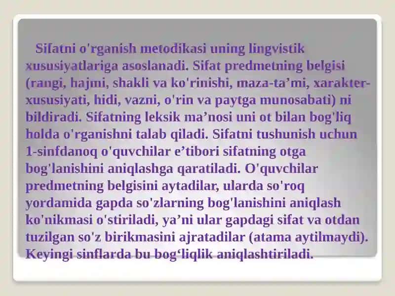 Sifatni O'rganish Metodikasi 4