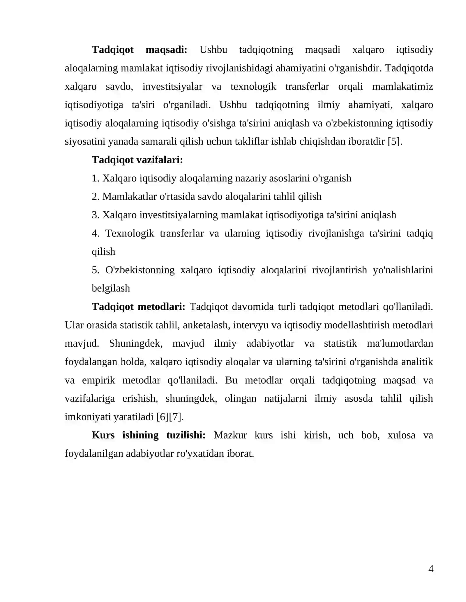 Xalqaro iqtisodiy aloqalar va uning mamlakat iqtisodiy rivojlanishidagi ahamiyati 4