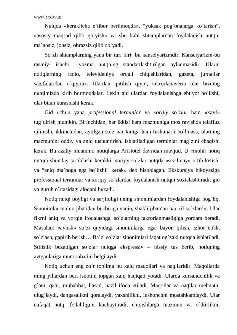 Gid nutqiga qo`yilgan talablar 4