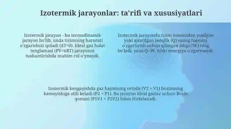 Termakimyo, izobarik izohorik va izotermik jarayonlar. Entropiya 4
