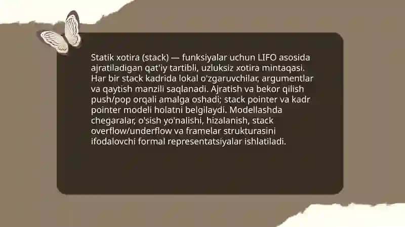 Statik va dinamik xotira ajratish simulyatsiyasini amalga oshirish 4